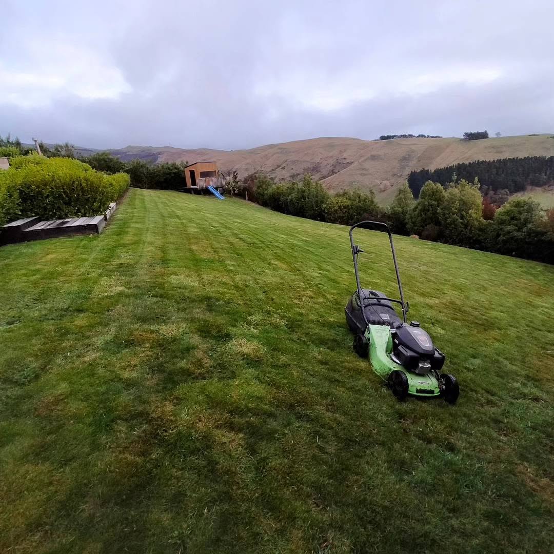 Freshly mown lawn with neat stripes and mower, Canterbury